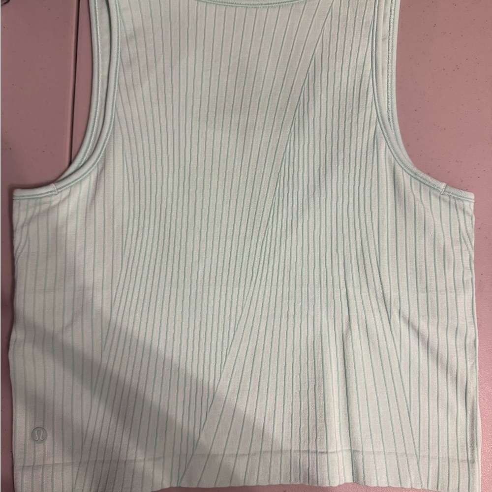 Lululemon Ebb To Street Cropped Tank Top Rib Map Wild Mint Ice Green 10 Like New View 5